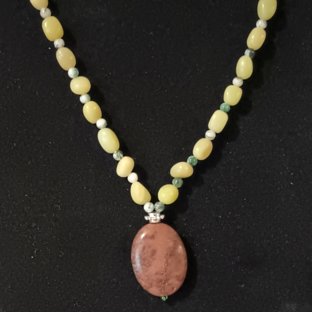 Glass Lampwork Bead Necklace / Mix Of Glass, Acrylic, Gemstones Beads - Picture 1 of 12